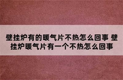 壁挂炉有的暖气片不热怎么回事 壁挂炉暖气片有一个不热怎么回事